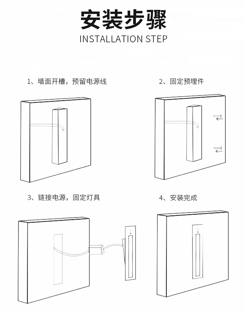 長條型嵌入式感應(yīng)地腳燈